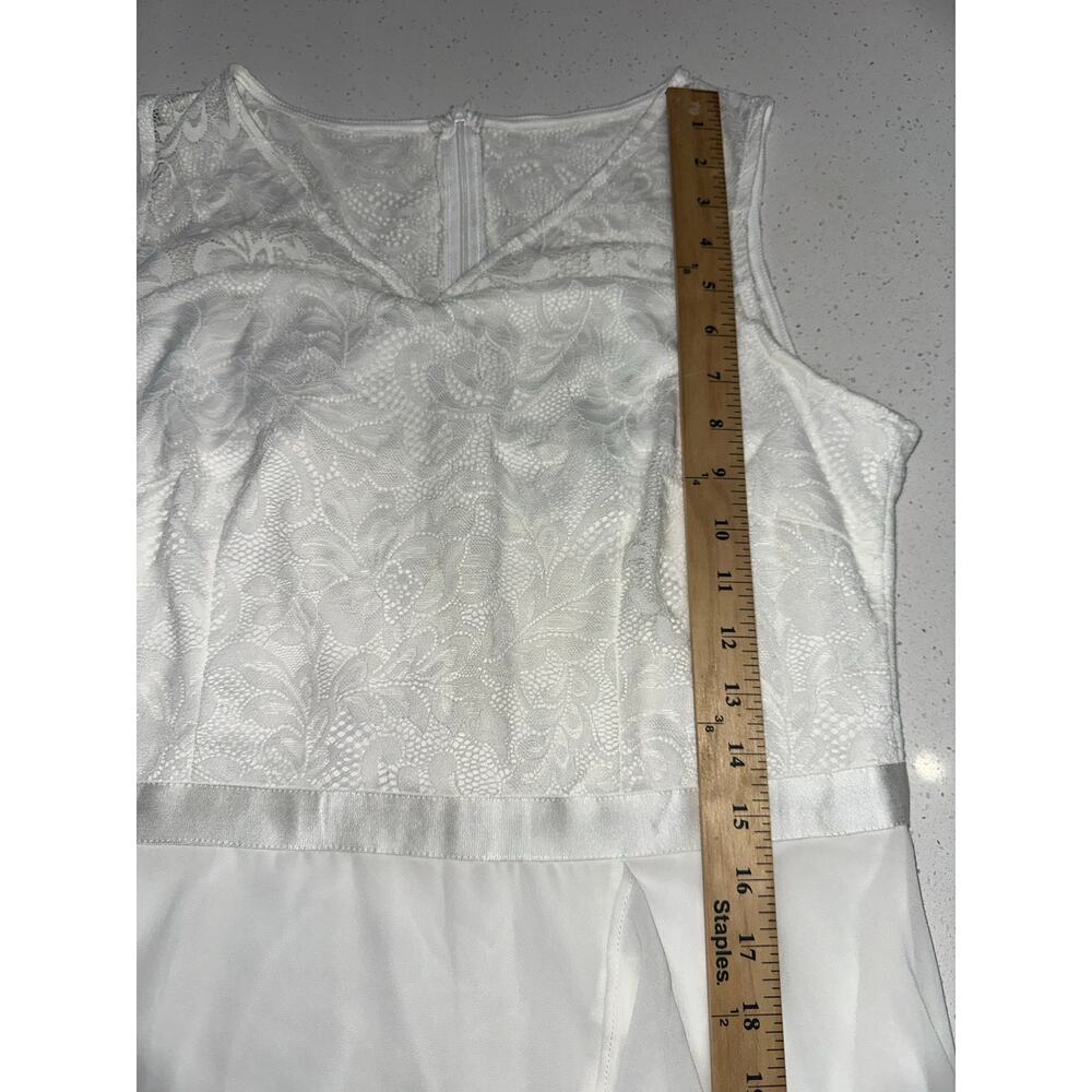 Women’s Floral Lace Dress Elegant V Neck Ruffle zip back White XL Beach wedding - Picture 8 of 14